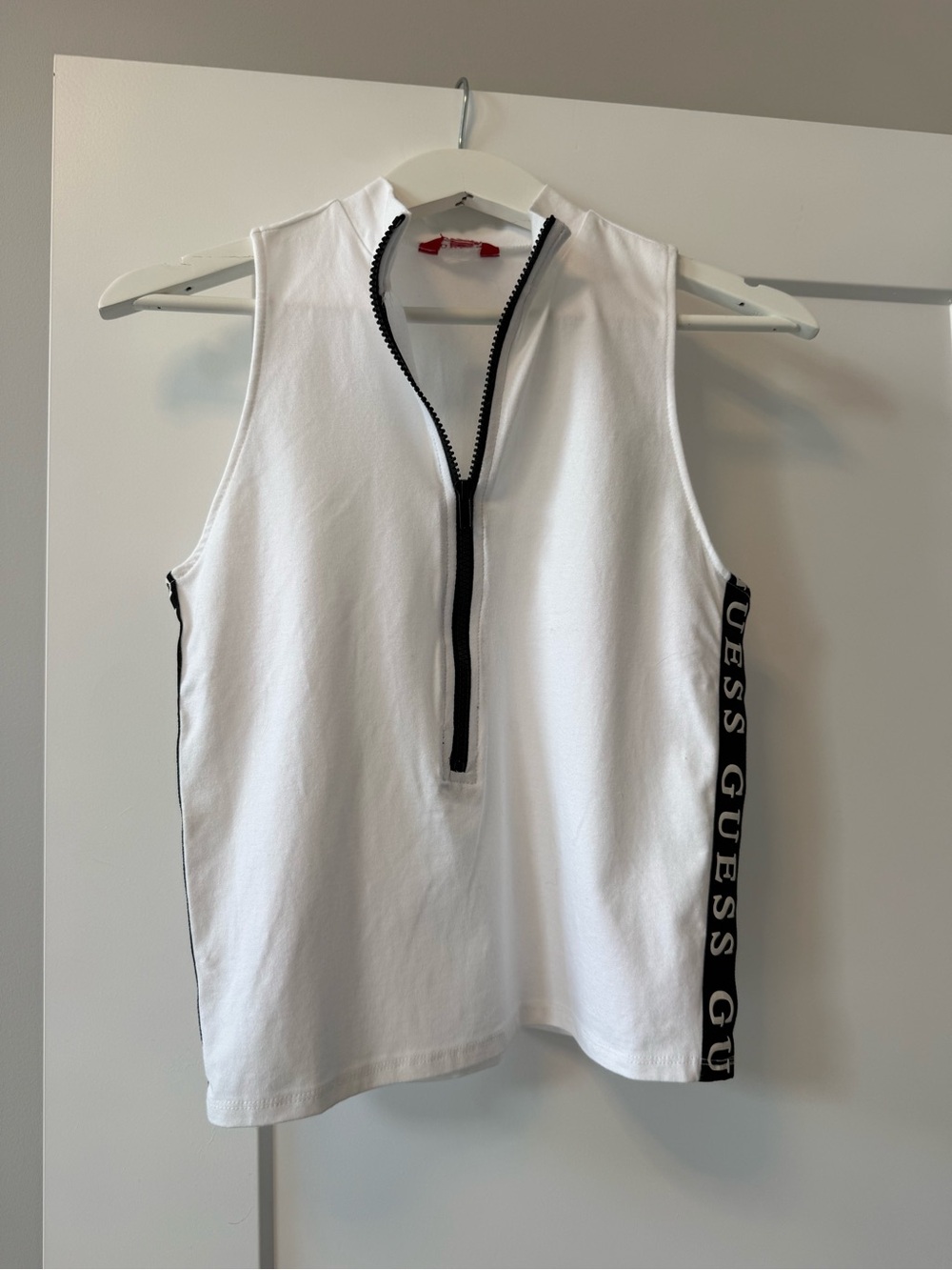 Guess White Half Zipper Top Size L
